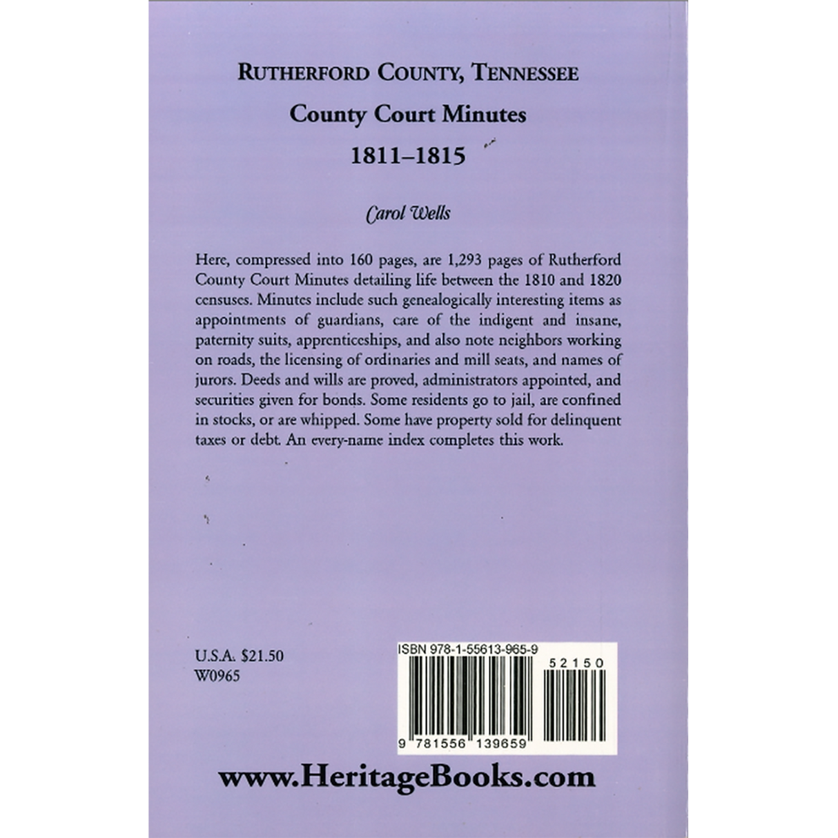 Rutherford County, Tennessee Court Minutes, 1811-1815 back cover