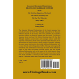 Associate Reformed Presbyterian Death and Marriage Notices, Volume I: 1843-1863 back cover
