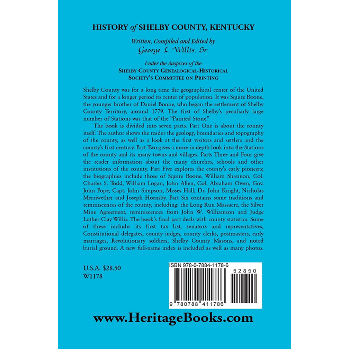 History of Shelby County, Kentucky back cover