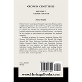 Georgia Cemeteries, Volume I: Fulton County back cover
