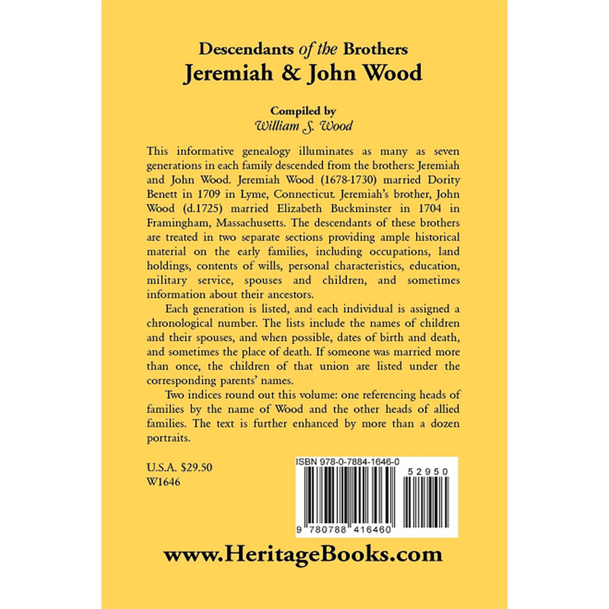 Descendants of the Brothers Jeremiah and John Wood back cover