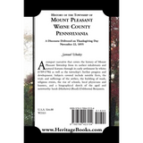History of the Township of Mount Pleasant, Wayne County, Pennsylvania: A discourse delivered on Thanksgiving Day, November 22, 1855 back cover