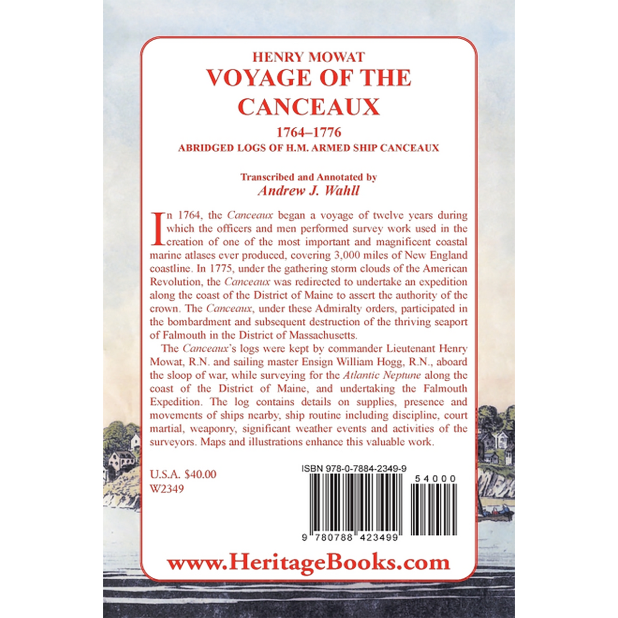 Henry Mowat, Voyage of the Canceaux 1764-1776: Abridged Logs of H. M. Armed Ship Canceaux back cover