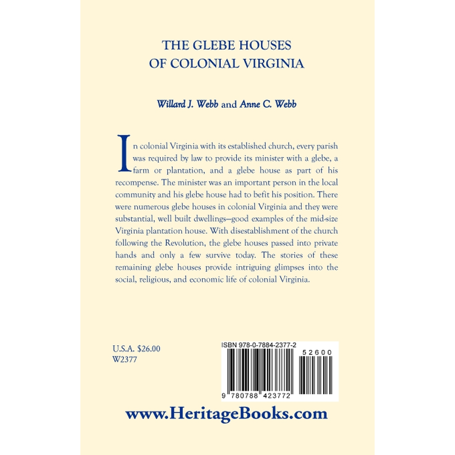The Glebe Houses of Colonial Virginia back cover