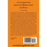 18th Century Records of the Germantown Reformed Church of Pennsylvania back cover