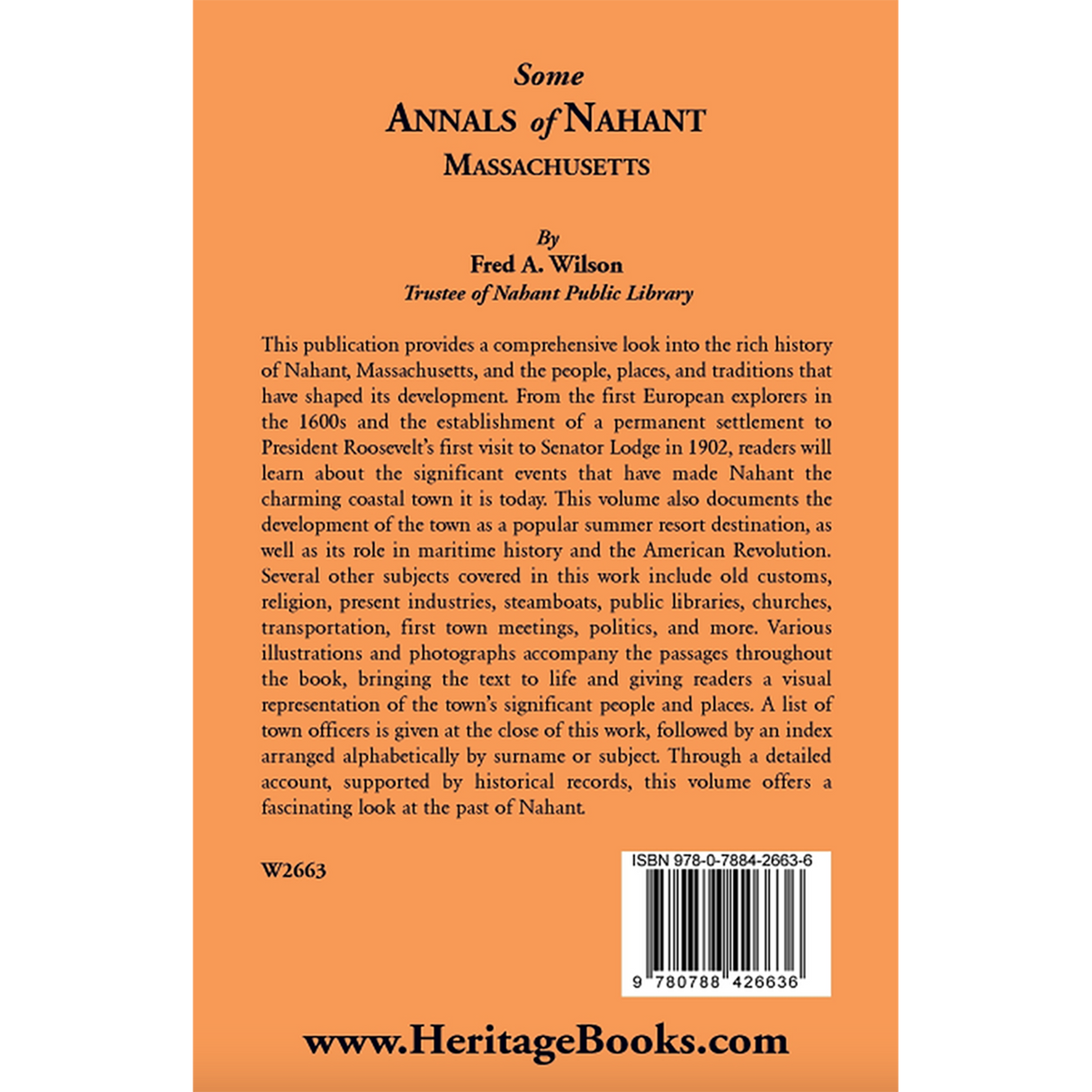 Some Annals of Nahant, Massachusetts back cover