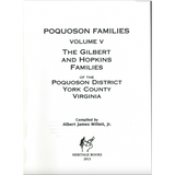 Poquoson Families, Volume V: The Gilbert and Hopkins Families of the Poquoson District, York County, Virginia [cloth] back cover