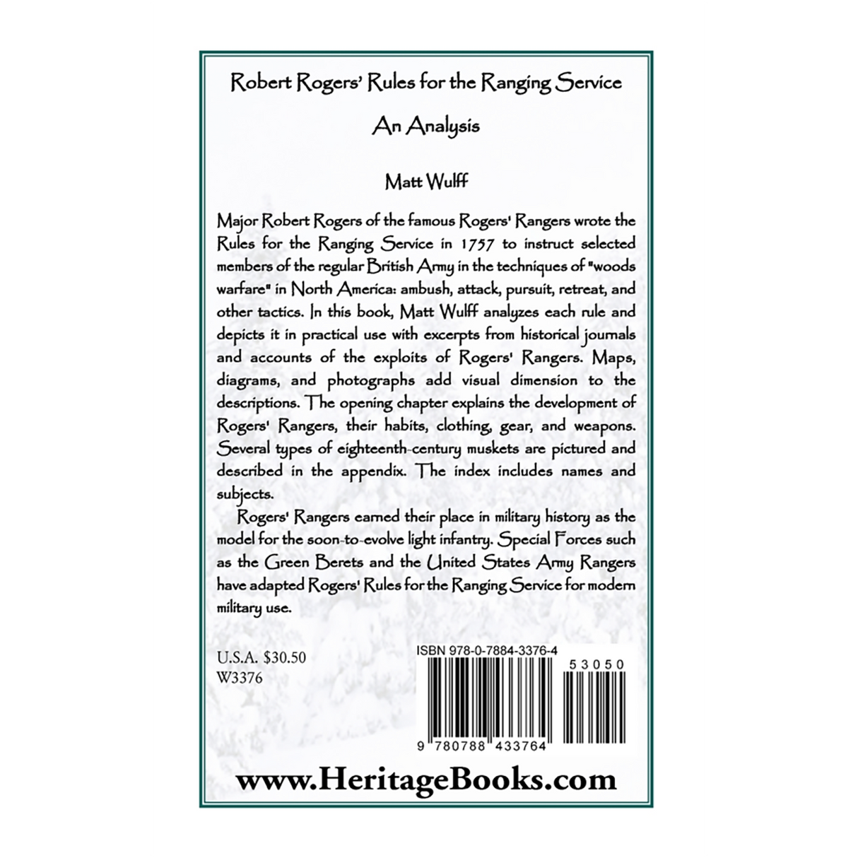 Robert Rogers' Rules for the Ranging Service: An Analysis back cover