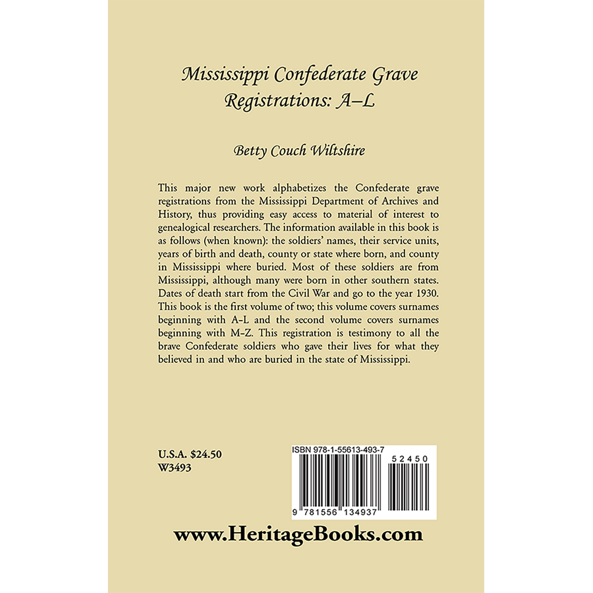 Mississippi Confederate Grave Registrations, A-L back cover