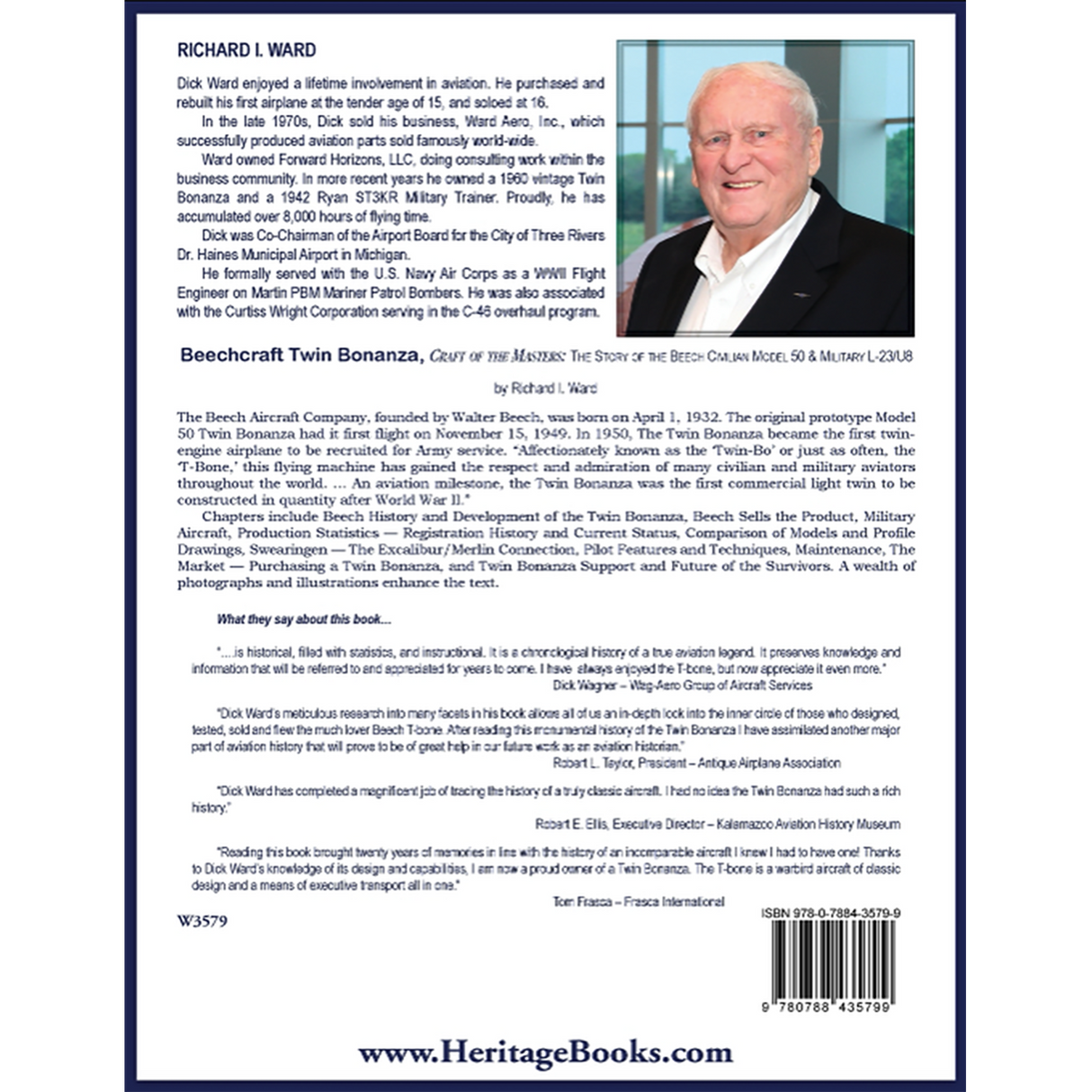 Beechcraft Twin Bonanza, Craft of the Masters: The Story of the Beech Civilian Model 50 and Military L-23/U8 back cover