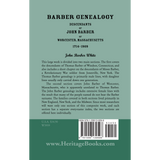Barber Genealogy: Descendants of John Barber of Worcester, Massachusetts, 1714-1909 back cover