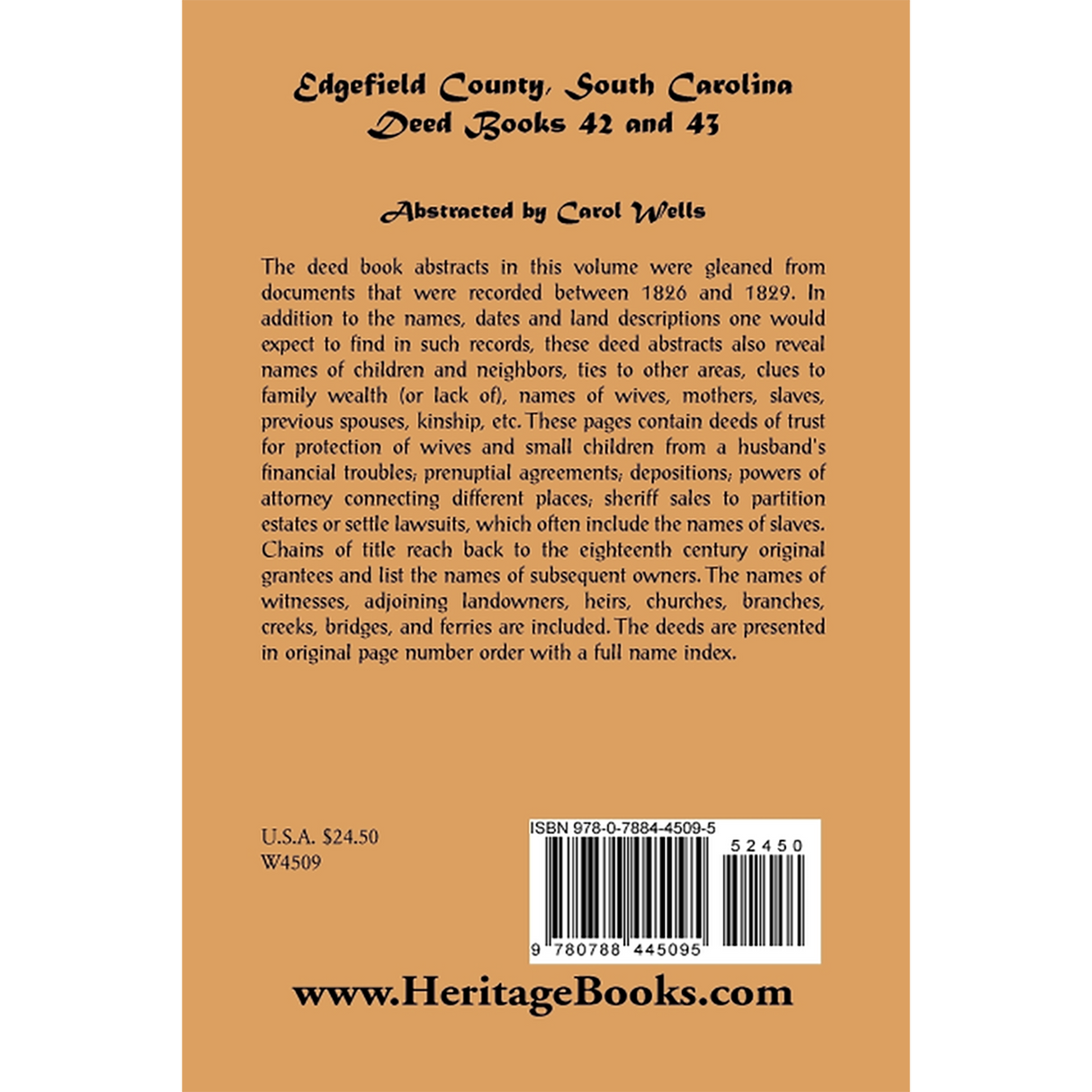 Edgefield County, South Carolina, Deed Books 42 and 43 back cover
