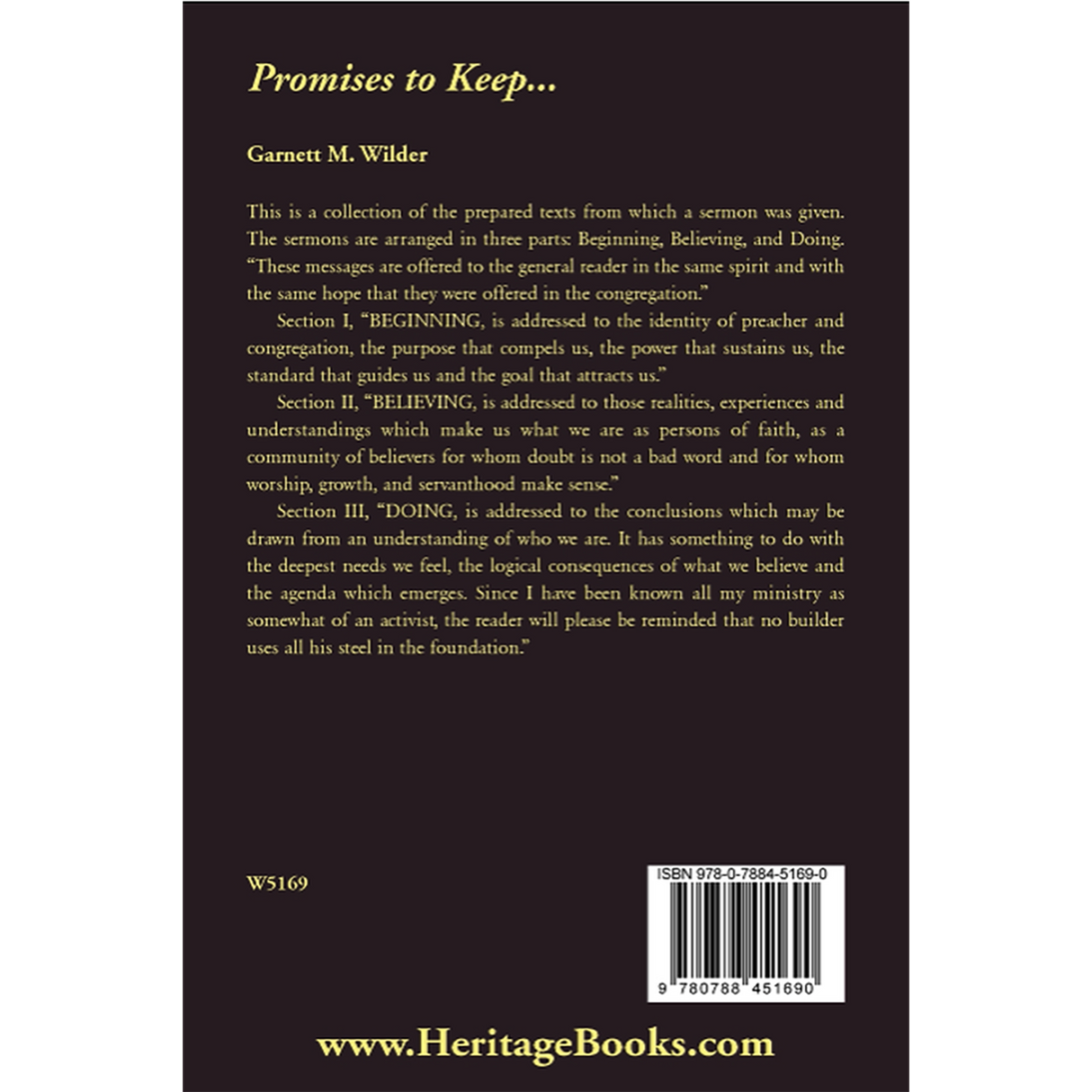 Promises to Keep... back cover