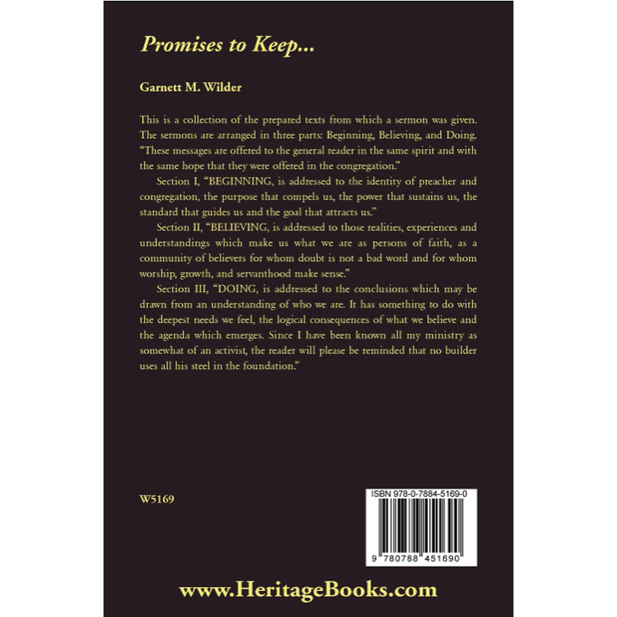 Promises to Keep... back cover