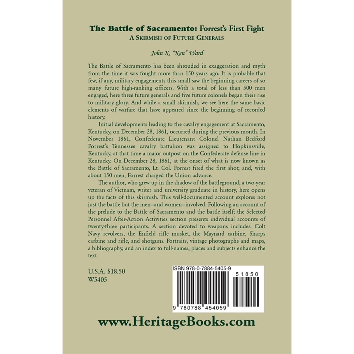 The Battle of Sacramento: Forrest's First Fight, A Skirmish of Future Generals back cover