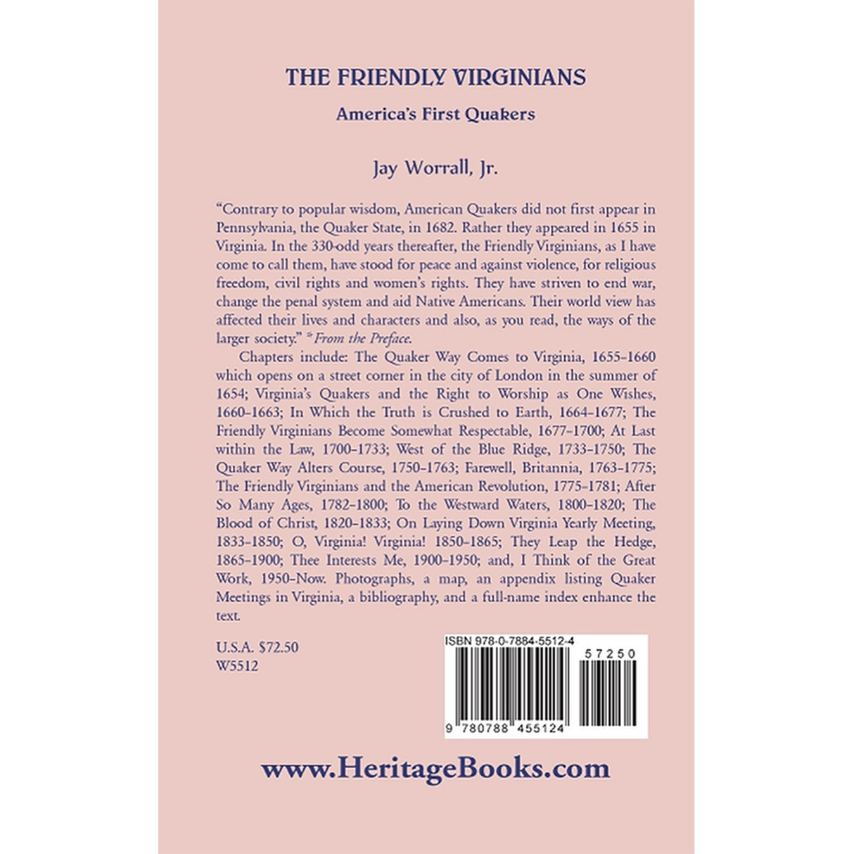 The Friendly Virginians: America's First Quakers [cloth] back cover