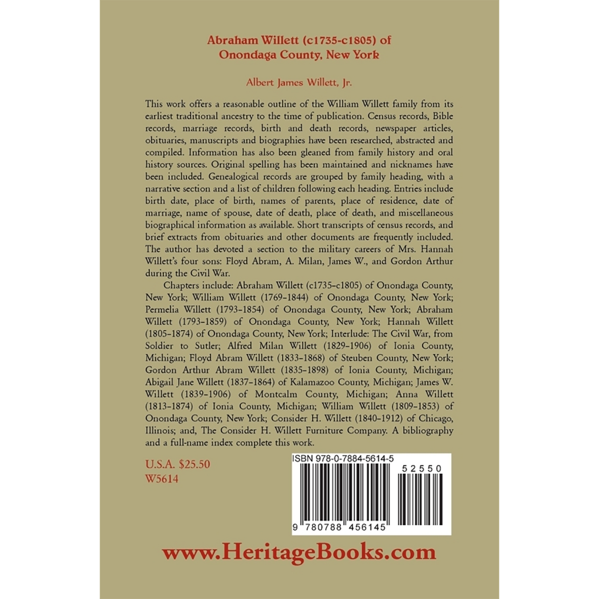 Abraham Willett (c1735-c1805) of Onondaga County, New York [paper] back cover