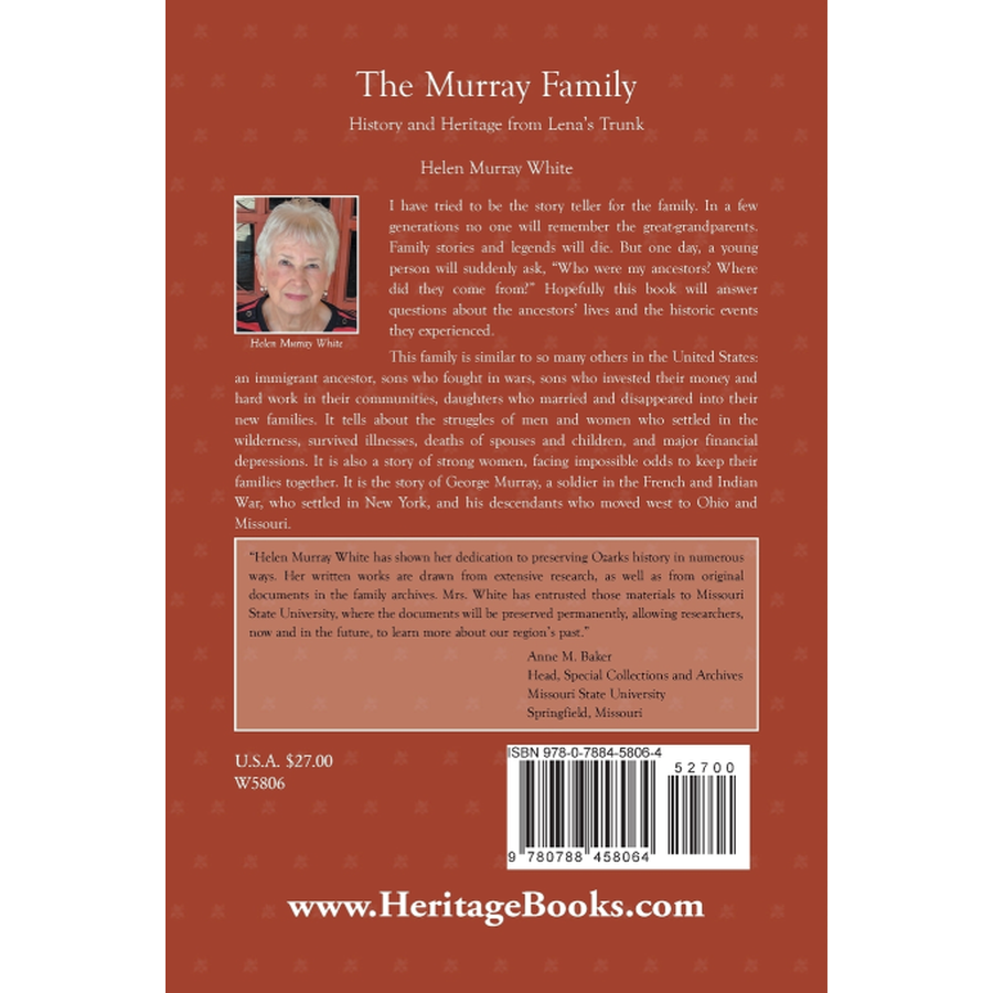 back cover of The Murray Family. History and Heritage from Lena's Trunk