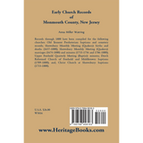 Early Church Records of Monmouth County, New Jersey back cover
