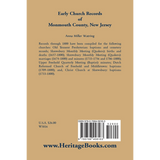 Early Church Records of Monmouth County, New Jersey back cover