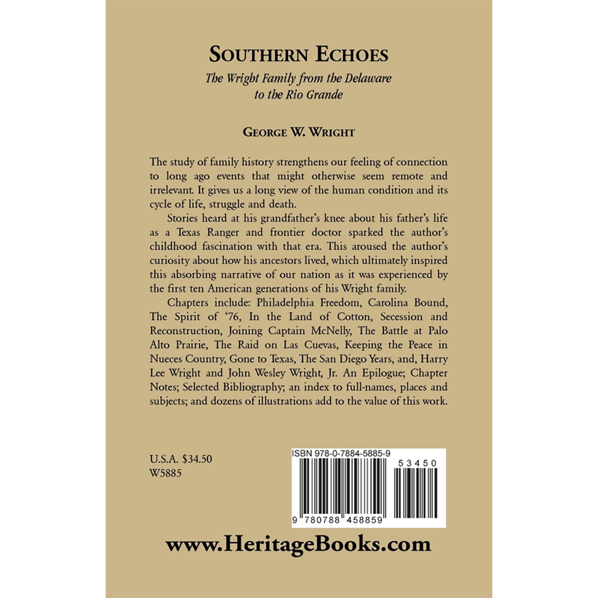 Southern Echoes: The Wright Family from the Delaware to the Rio Grande back cover