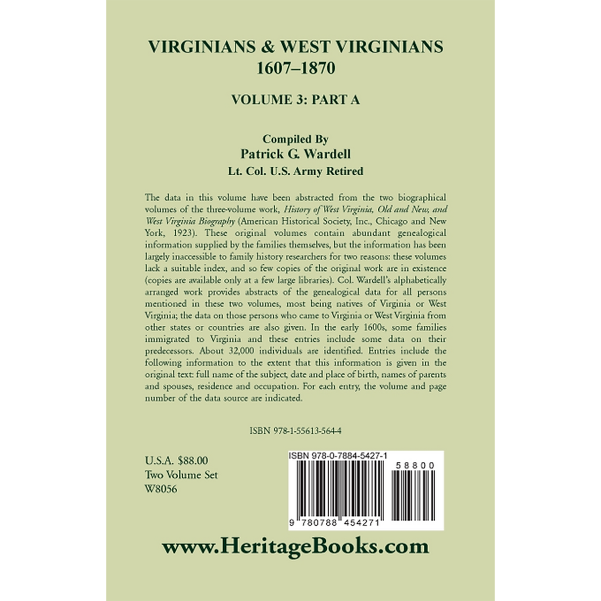 Virginians and West Virginians, 1607-1870, Volume 3 Part A