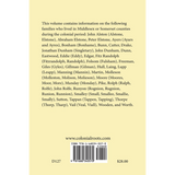 Colonial Families of New Jersey, Volume 1: Middlesex and Somerset Counties back cover