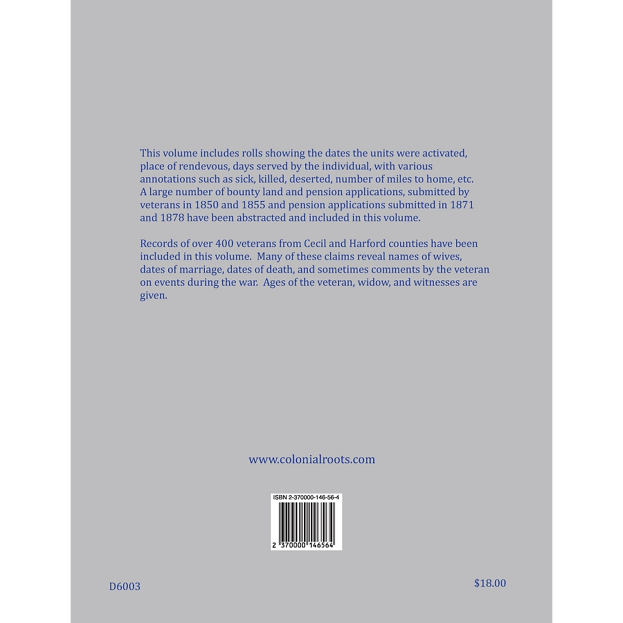 Maryland Militia in the War of 1812, Volume 3: Cecil and Harford Counties back cover