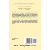 Virginia and West Virginia Genealogical Data from Revolutionary War Pension and Bounty Land Warrant Records, Volume 2 Dabbs-Hyslop back cover