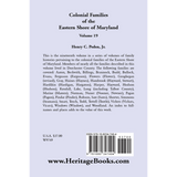 back cover of Colonial Families of the Eastern Shore of Maryland, Volume 19