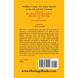 Middlesex County, New Jersey Records of the 17th and 18th Centuries back cover