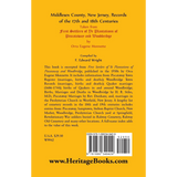 Middlesex County, New Jersey Records of the 17th and 18th Centuries back cover