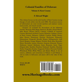 Colonial Families of Delaware, Volume 6: Kent back cover