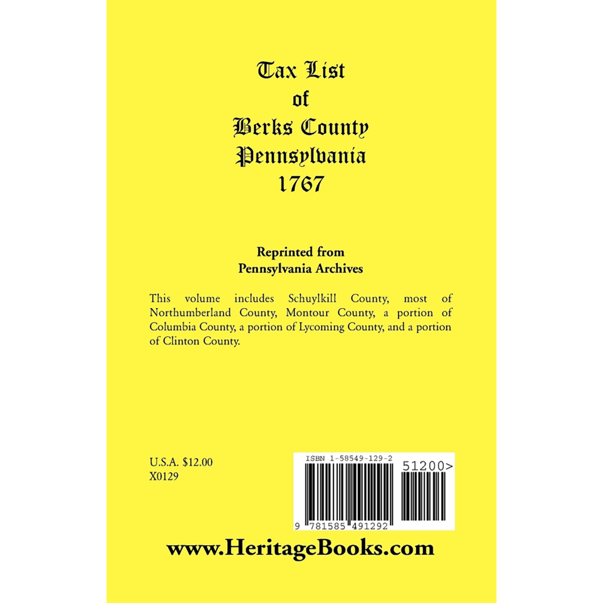 Tax List of Berks County [Pennsylvania] of 1767 back cover