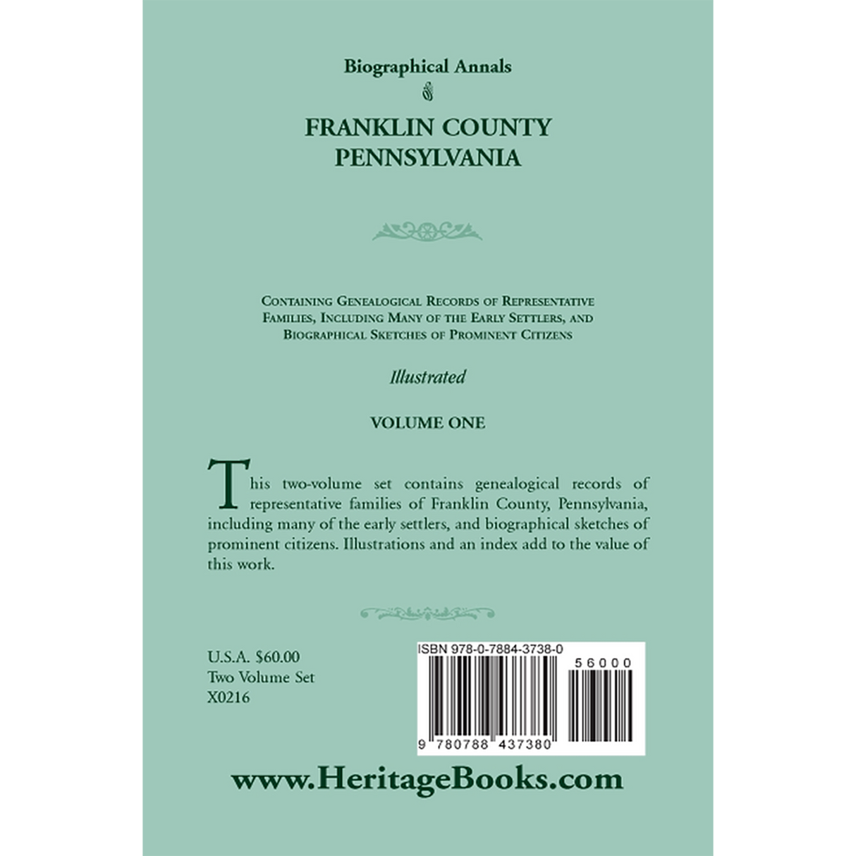 Biographical Annals of Franklin County, Pennsylvania, Volume 1 back cover
