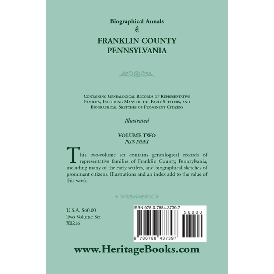Biographical Annals of Franklin County, Pennsylvania, Volume 2 back cover