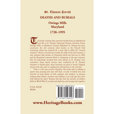 St. Thomas Parish Deaths and Burials, Owings Mills, Maryland, 1728-1995 back cover