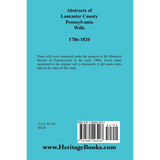 Abstracts of Lancaster County, Pennsylvania Wills, 1786-1820 back cover