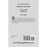 St. Thomas Parish Marriage Records, Owings Mills, Maryland, 1738-1995 back cover
