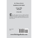 St. Thomas Parish Marriage Records, Owings Mills, Maryland, 1738-1995 back cover
