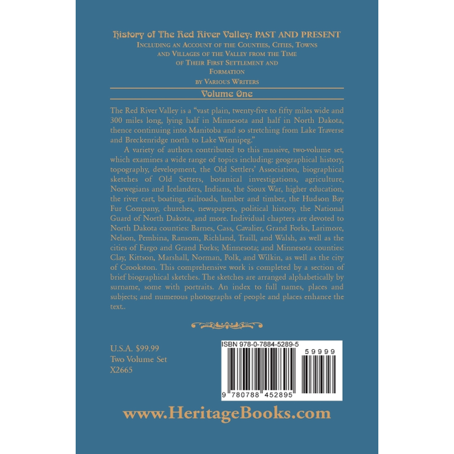 back cover of History of the Red River Valley, Volume 1