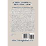Marriage Notices from the Maine Farmer 1833 back cover