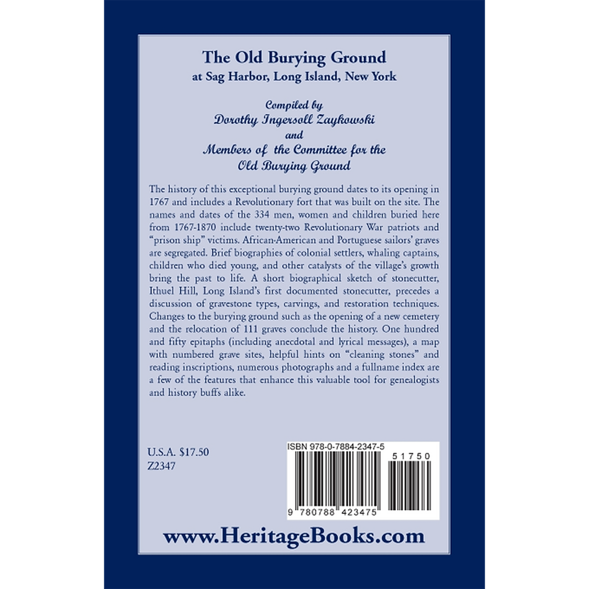 The Old Burying Ground at Sag Harbor Long Island, New York back cover