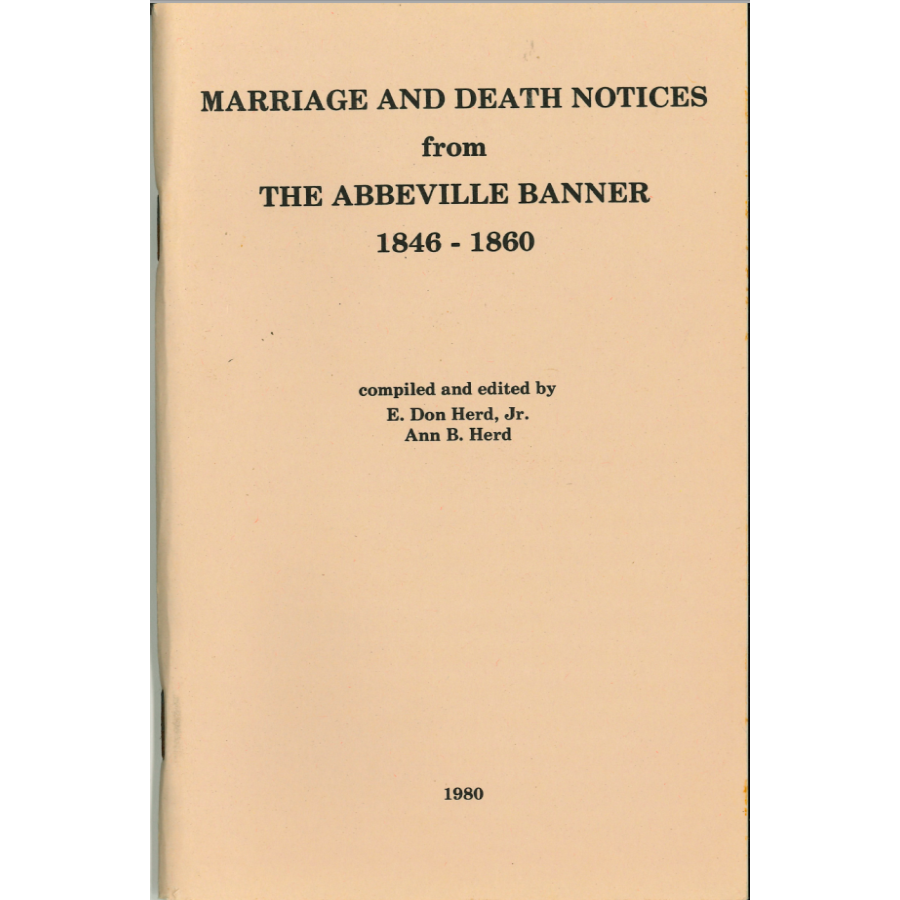 Marriage and Death Notices from the Abbeville Banner 1846-1860