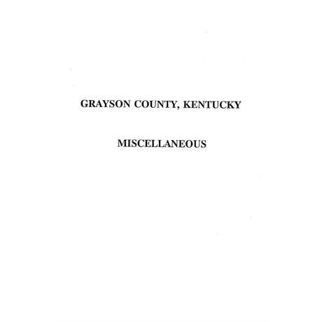 Grayson County, Kentucky Miscellaneous Records