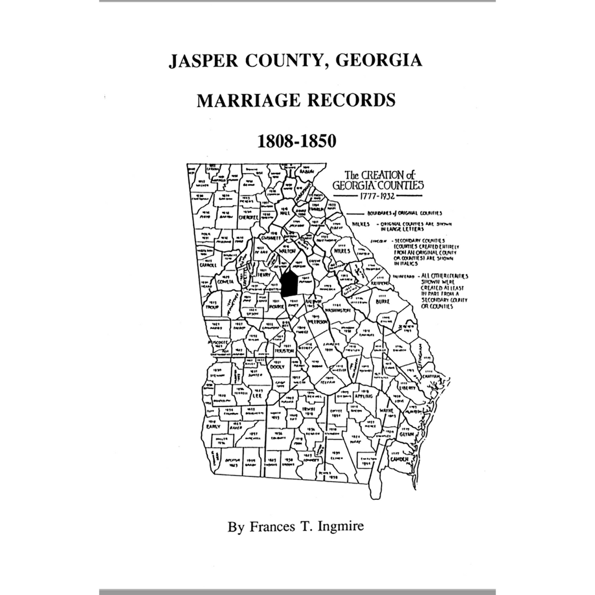 Jasper County, Georgia Marriages, 1806-1850