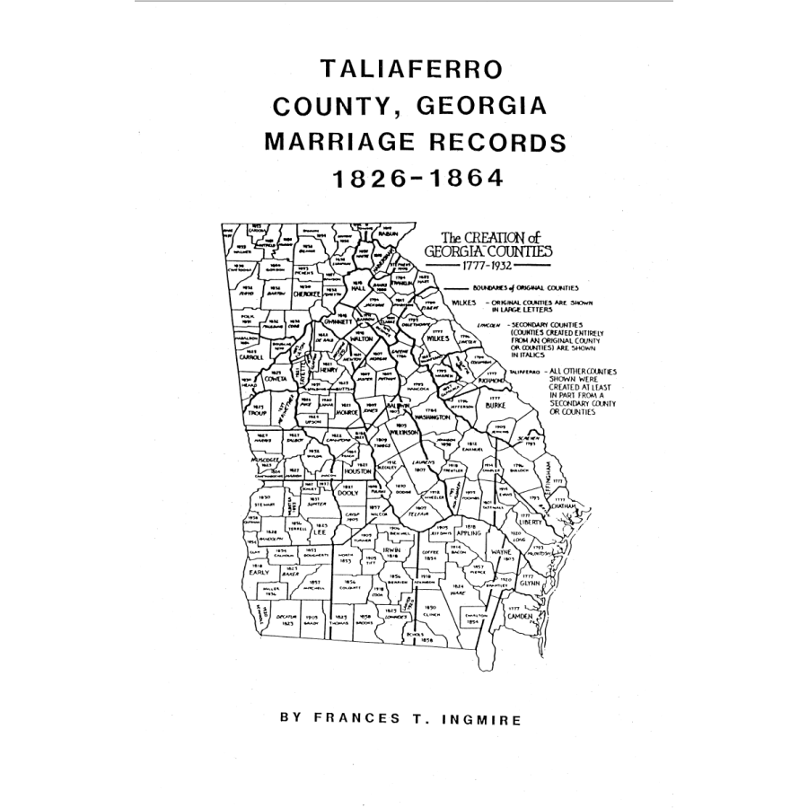 Taliaferro County, Georgia Marriages, 1826-1864