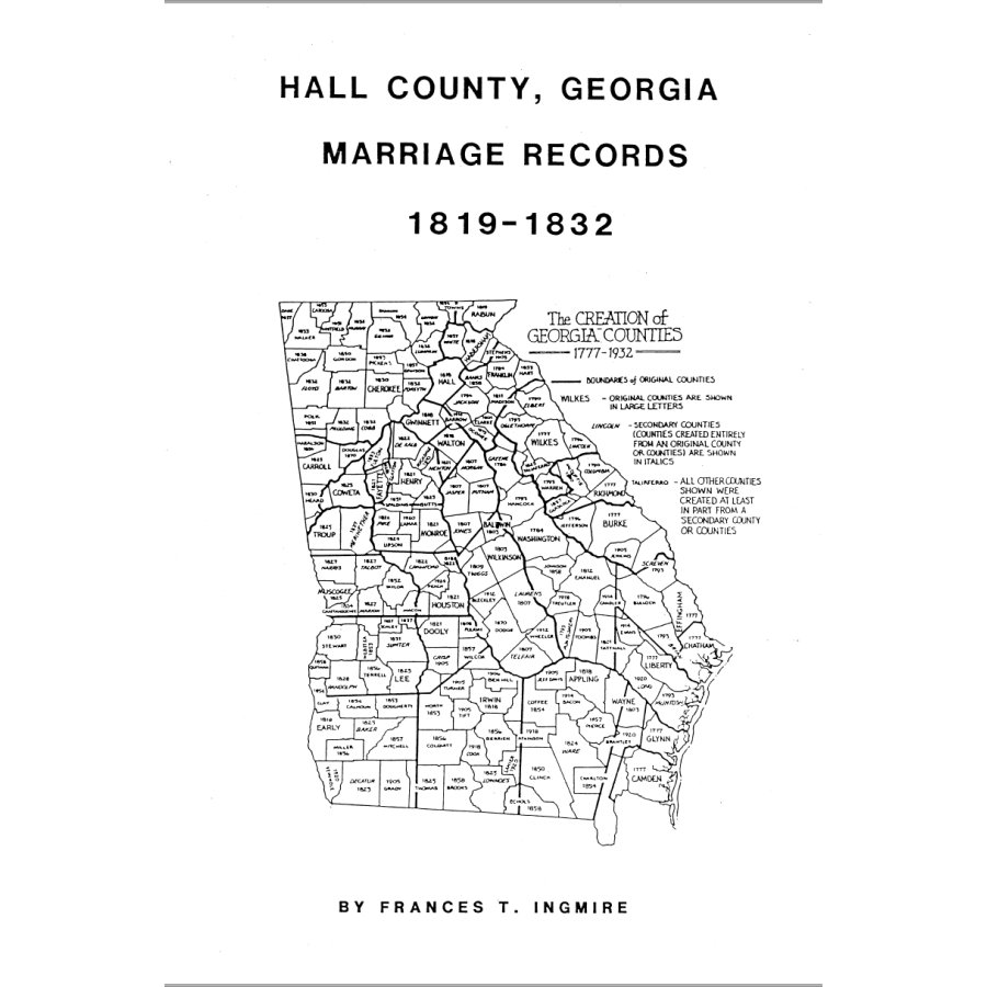 Hall County, Georgia Marriages 1819-1832