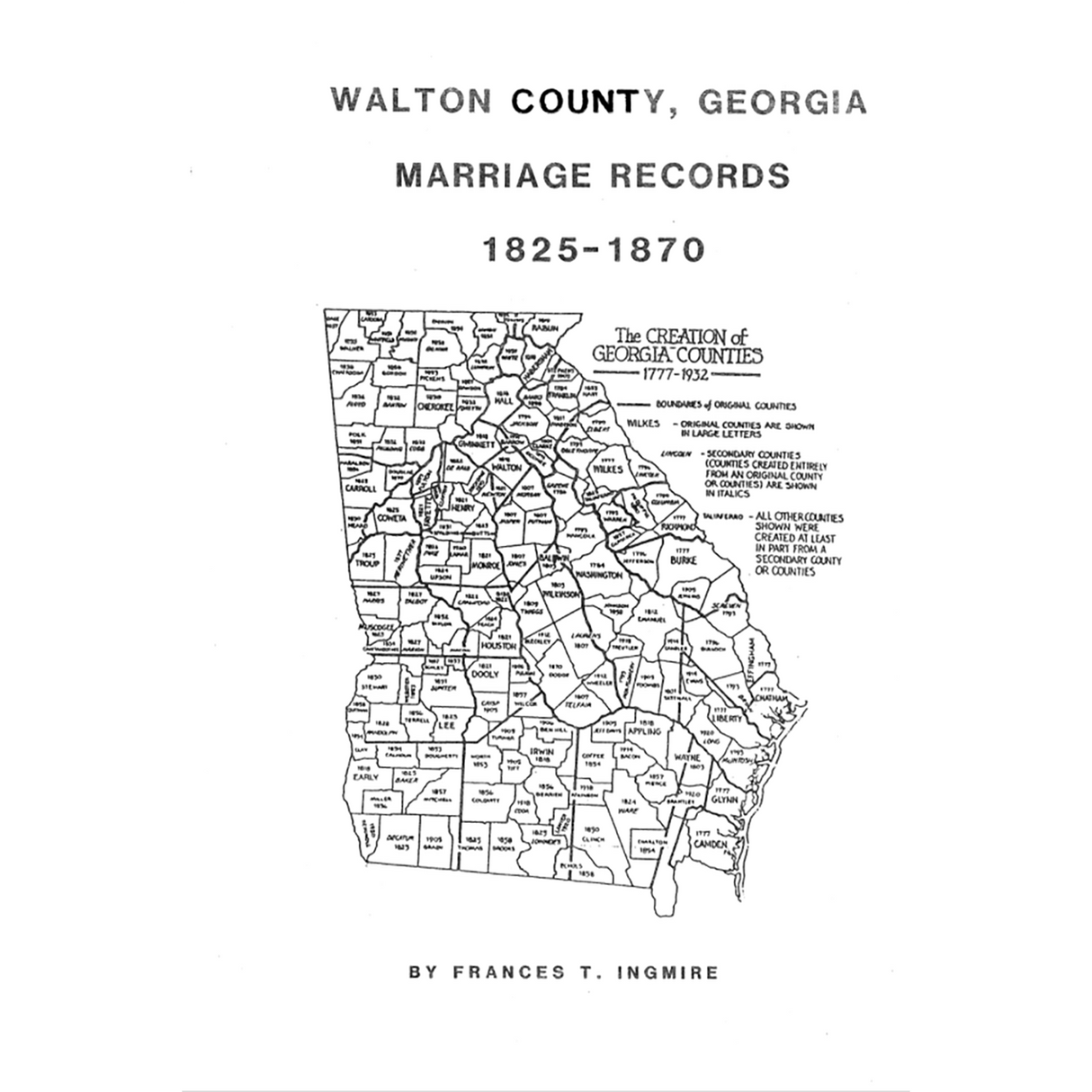 Walton County, Georgia Marriages 1825-1870