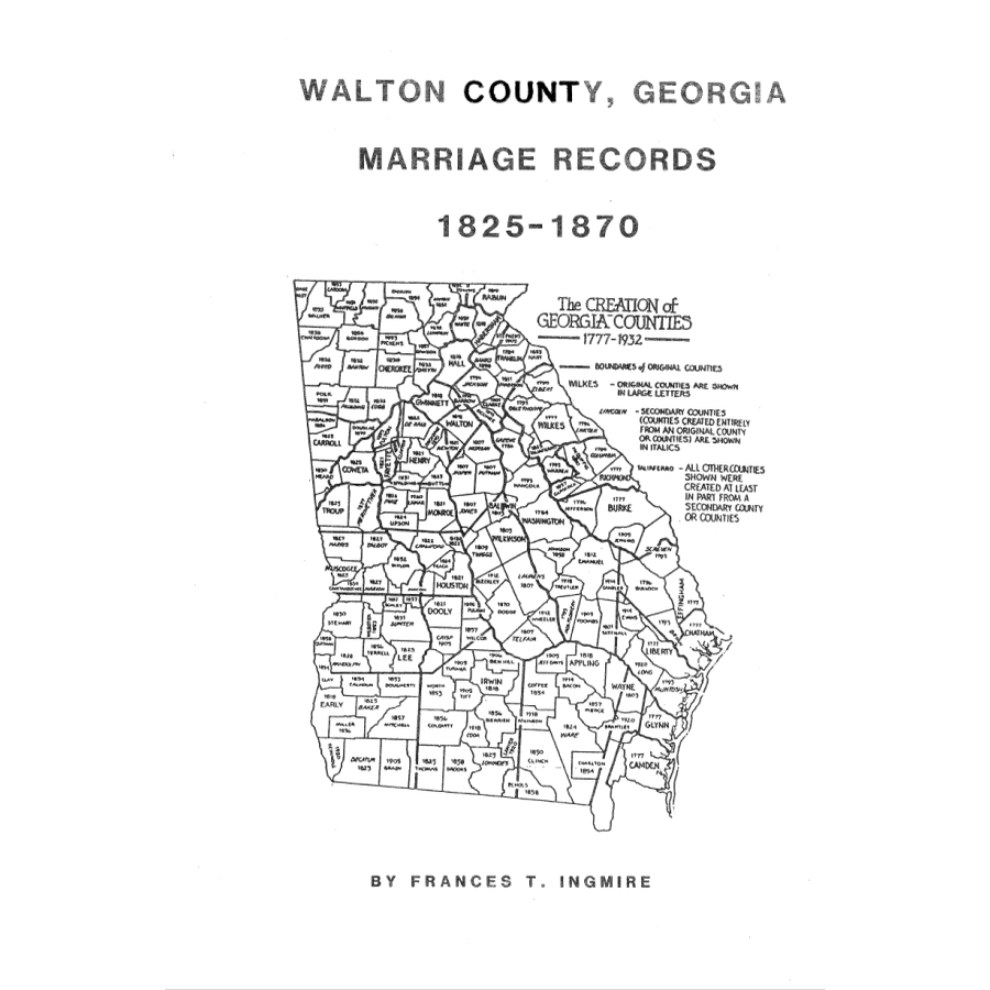 Walton County, Georgia Marriages 1825-1870